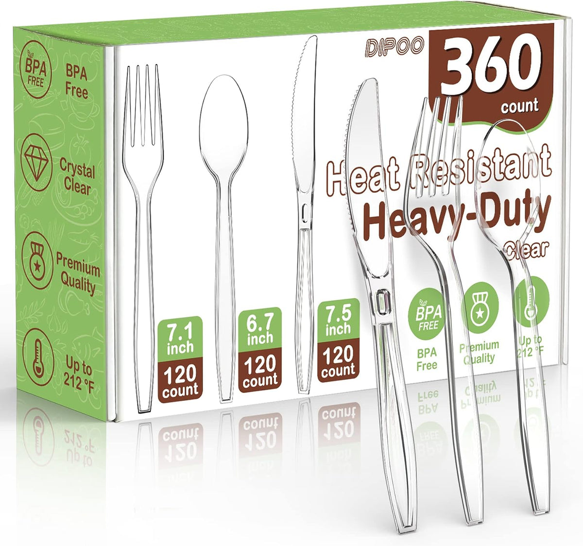 7.5" Clear Plastic Knives Heavy Duty Upgraded Heat Resistant & BPA Free, Solid and Durable Plastic Cutlery, Premium Disposable Knives, for Party Supply(84 Count)