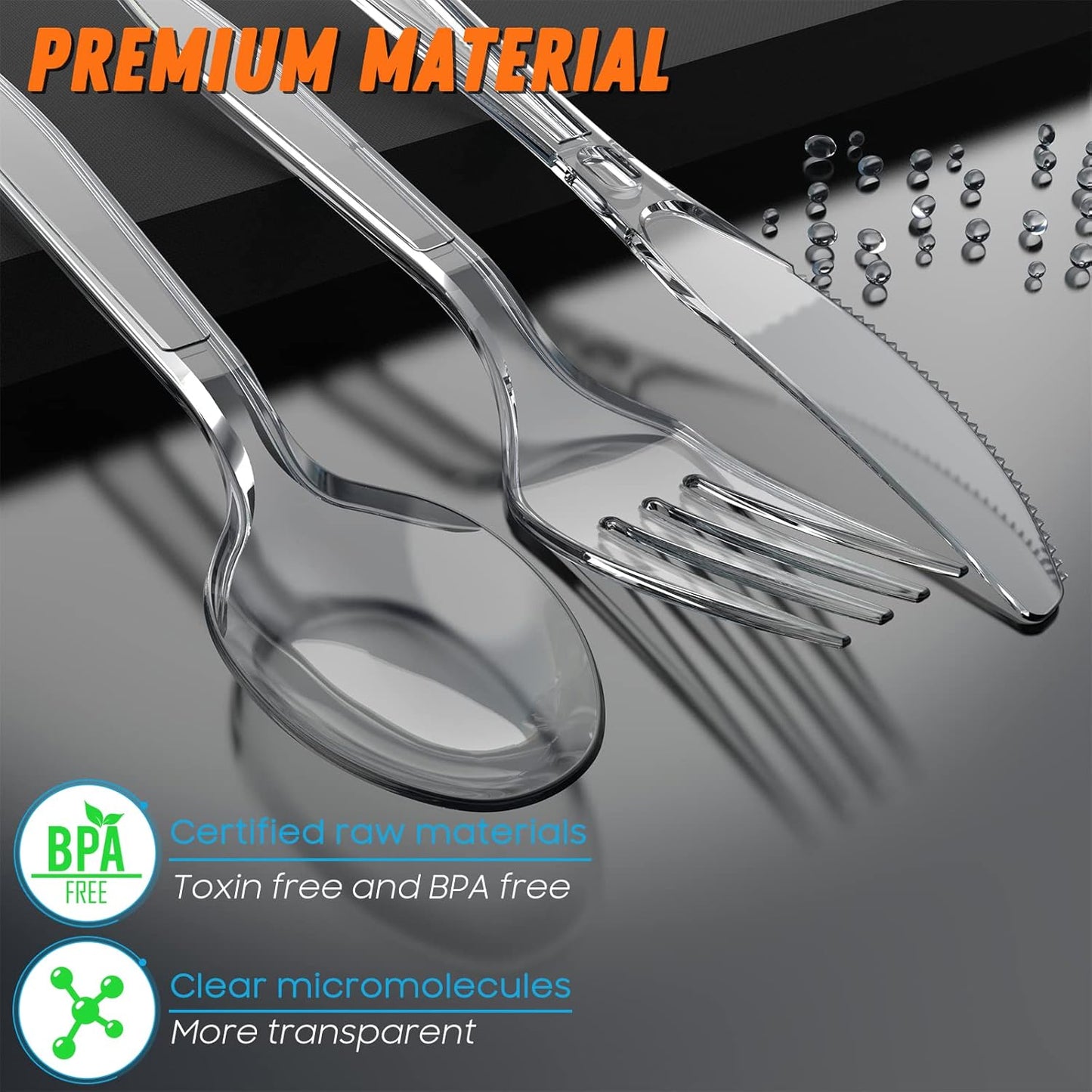 7.5" Clear Plastic Knives Heavy Duty Upgraded Heat Resistant & BPA Free, Solid and Durable Plastic Cutlery, Premium Disposable Knives, for Party Supply(84 Count)