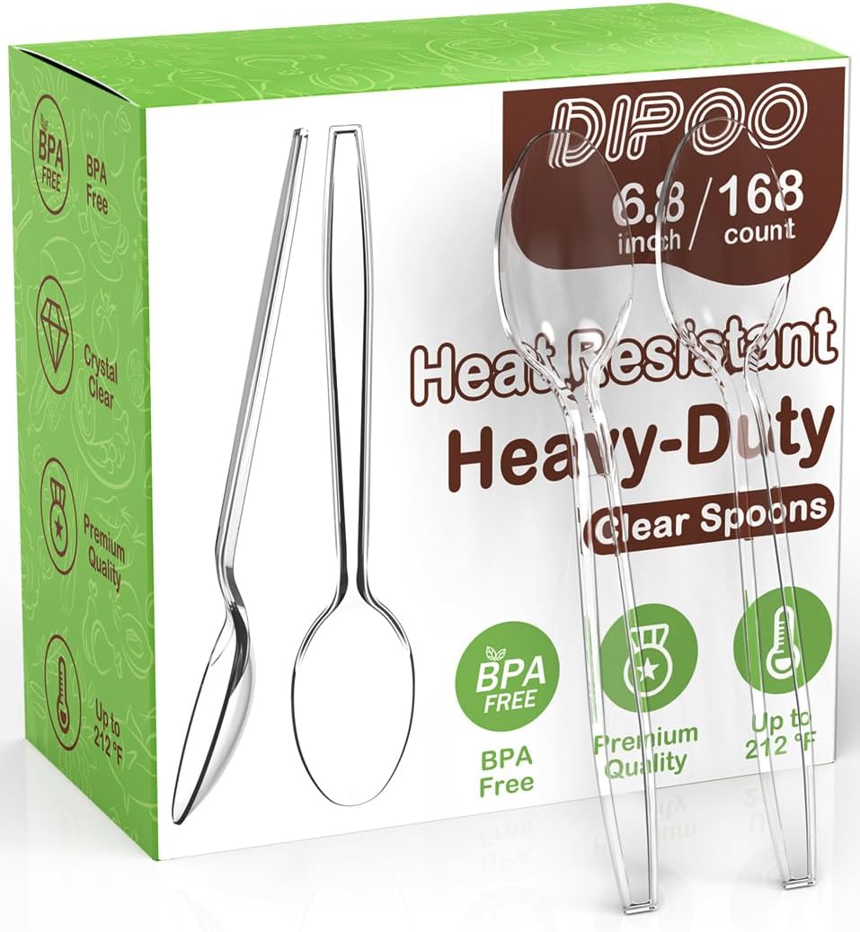 7.5" Clear Plastic Knives Heavy Duty Upgraded Heat Resistant & BPA Free, Solid and Durable Plastic Cutlery, Premium Disposable Knives, for Party Supply(84 Count)