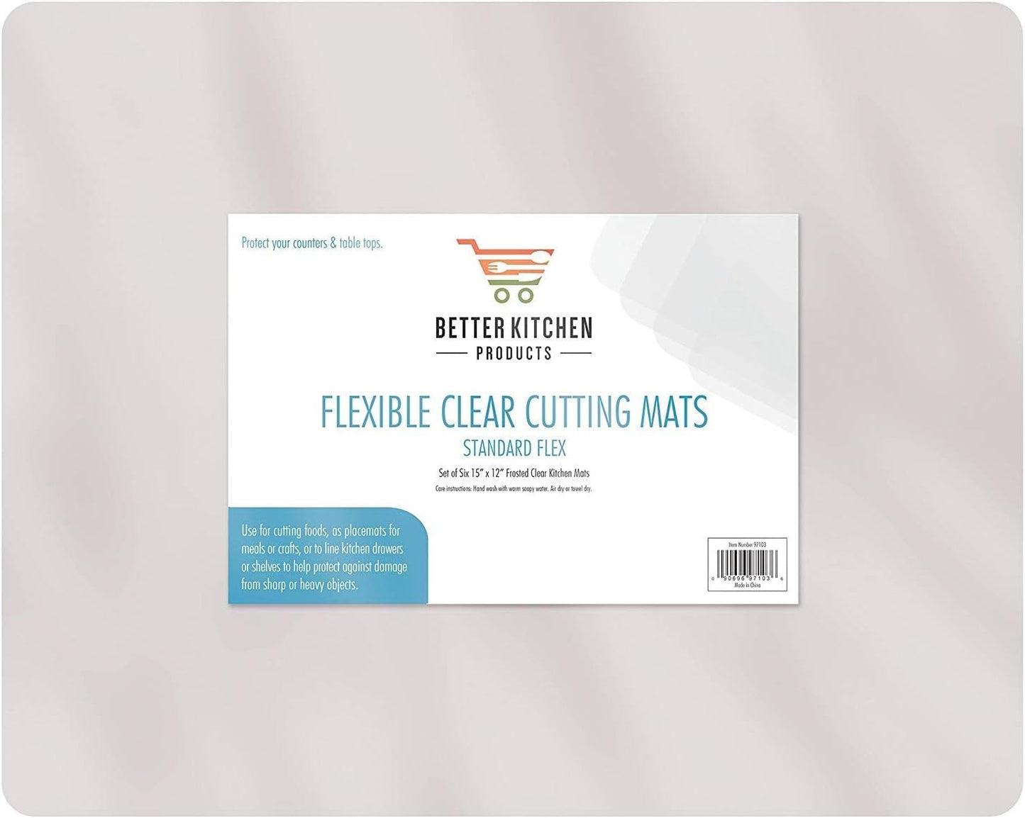15" x 12" Extra Thick Flexible Frosted Clear Plastic Cutting Mats, Set of 6