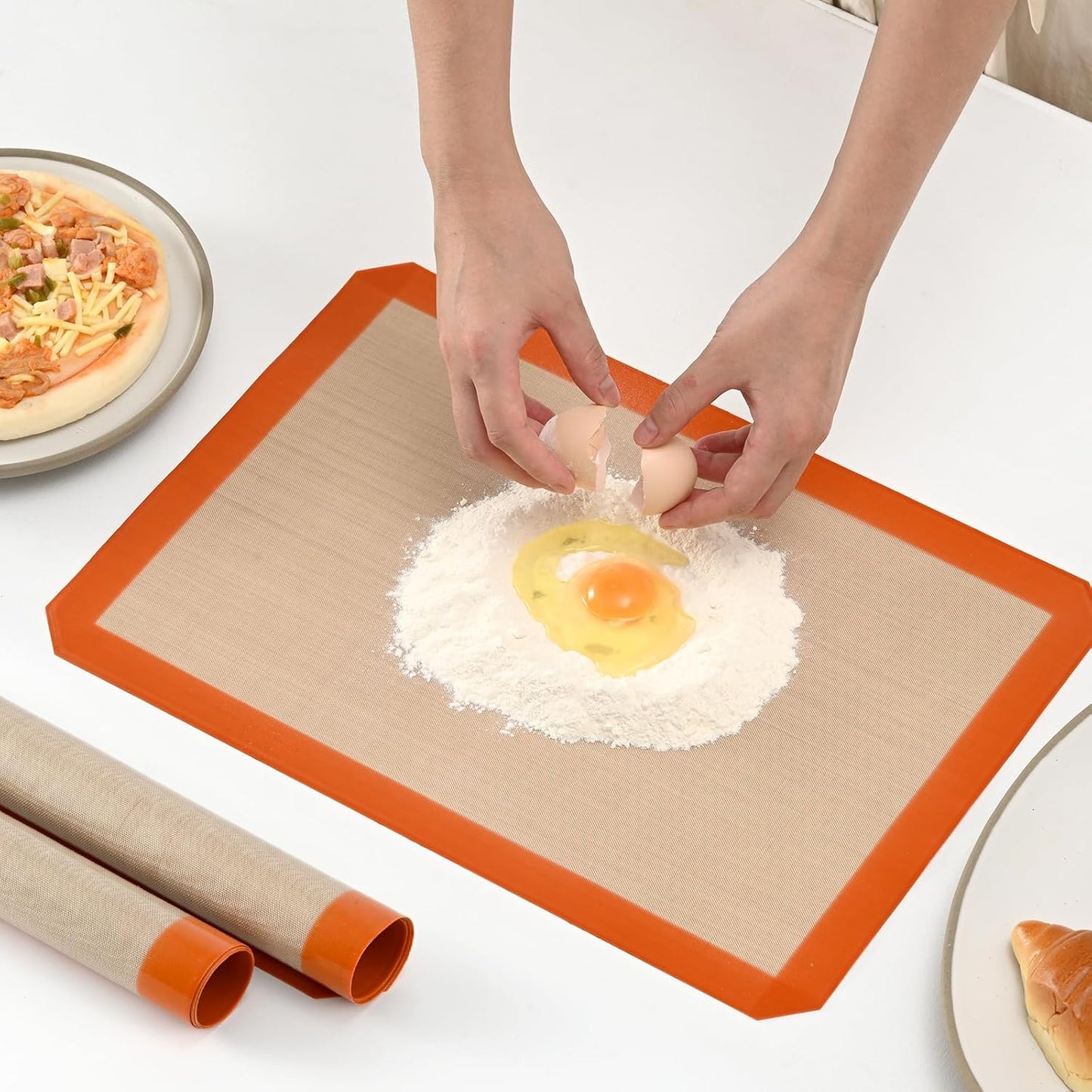 2-Pack Silicone Baking Mats – Non-Stick Reusable BPA-Free Oven Liners, 100% Food-Grade Silicone, Fit Half Sheet Pans (16.54" x 11.62") for Cookies, Pastry & More