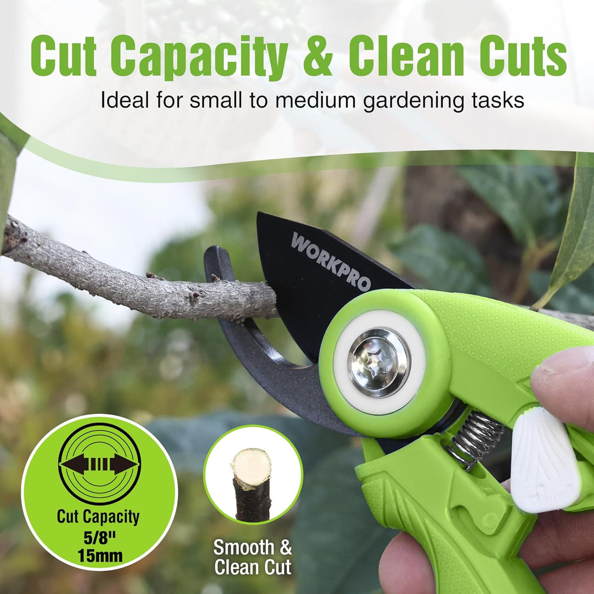6.9" Bypass Pruning Shears Gardening Scissors with SK5 Blade, Green | Handheld Garden Floral Clippers for Rose, Plants, Flowers, Fruit Trees, Gardening Gifts for Women & Men