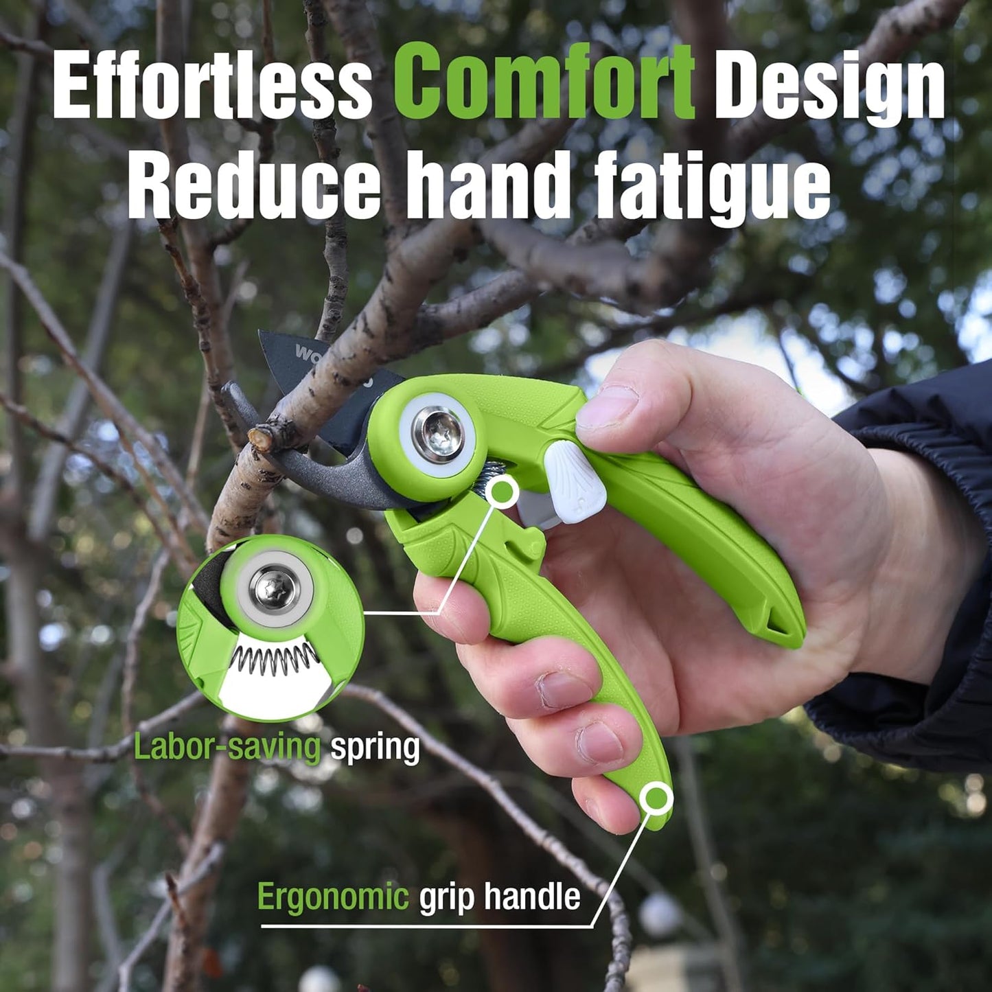 6.9" Bypass Pruning Shears Gardening Scissors with SK5 Blade, Green | Handheld Garden Floral Clippers for Rose, Plants, Flowers, Fruit Trees, Gardening Gifts for Women & Men