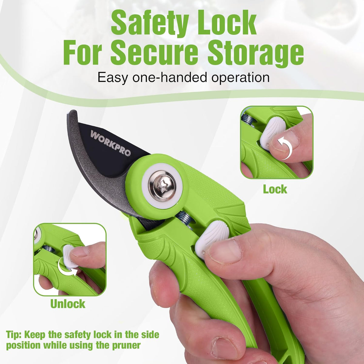 6.9" Bypass Pruning Shears Gardening Scissors with SK5 Blade, Green | Handheld Garden Floral Clippers for Rose, Plants, Flowers, Fruit Trees, Gardening Gifts for Women & Men