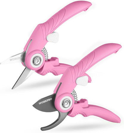 6.9" Bypass Pruning Shears Gardening Scissors with SK5 Blade, Green | Handheld Garden Floral Clippers for Rose, Plants, Flowers, Fruit Trees, Gardening Gifts for Women & Men
