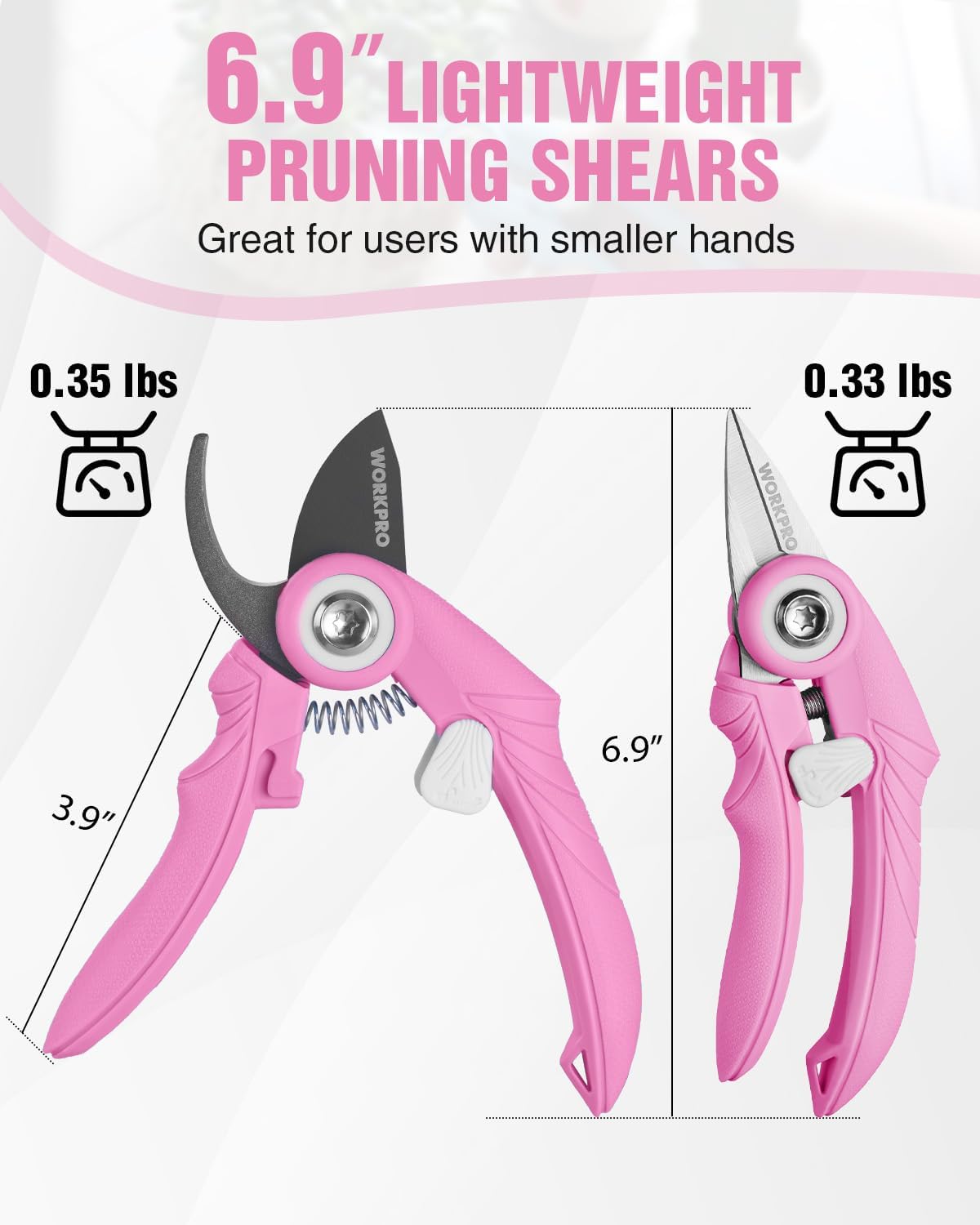 6.9" Bypass Pruning Shears Gardening Scissors with SK5 Blade, Green | Handheld Garden Floral Clippers for Rose, Plants, Flowers, Fruit Trees, Gardening Gifts for Women & Men
