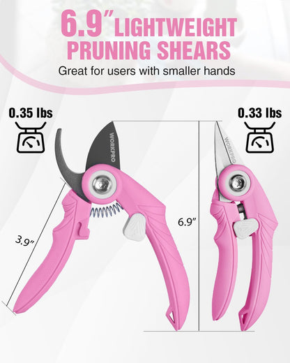 6.9" Bypass Pruning Shears Gardening Scissors with SK5 Blade, Green | Handheld Garden Floral Clippers for Rose, Plants, Flowers, Fruit Trees, Gardening Gifts for Women & Men