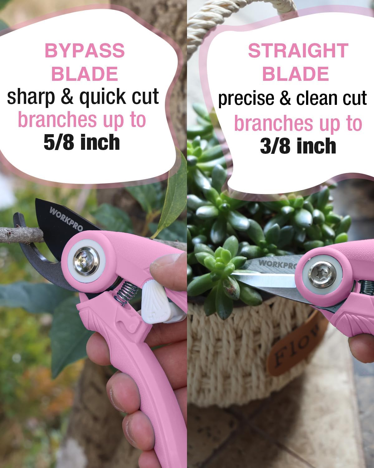 6.9" Bypass Pruning Shears Gardening Scissors with SK5 Blade, Green | Handheld Garden Floral Clippers for Rose, Plants, Flowers, Fruit Trees, Gardening Gifts for Women & Men