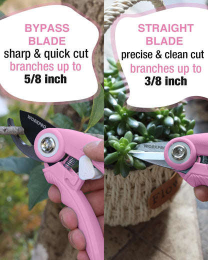 6.9" Bypass Pruning Shears Gardening Scissors with SK5 Blade, Green | Handheld Garden Floral Clippers for Rose, Plants, Flowers, Fruit Trees, Gardening Gifts for Women & Men