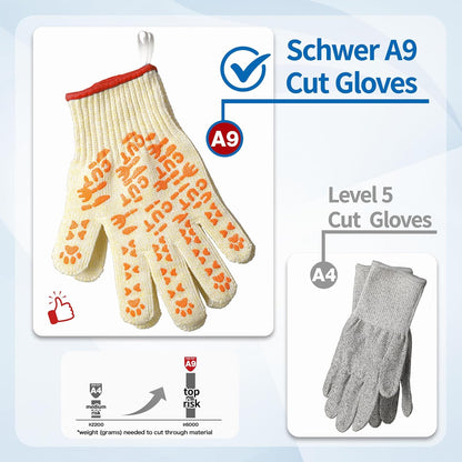 SlicePro ANSI A9 Cut Resistant Gloves Food Grade, PR1501-GD Non-Slip for Kitchen Meat Cutting, Oyster Shucking, Fish Fillet Processing, L