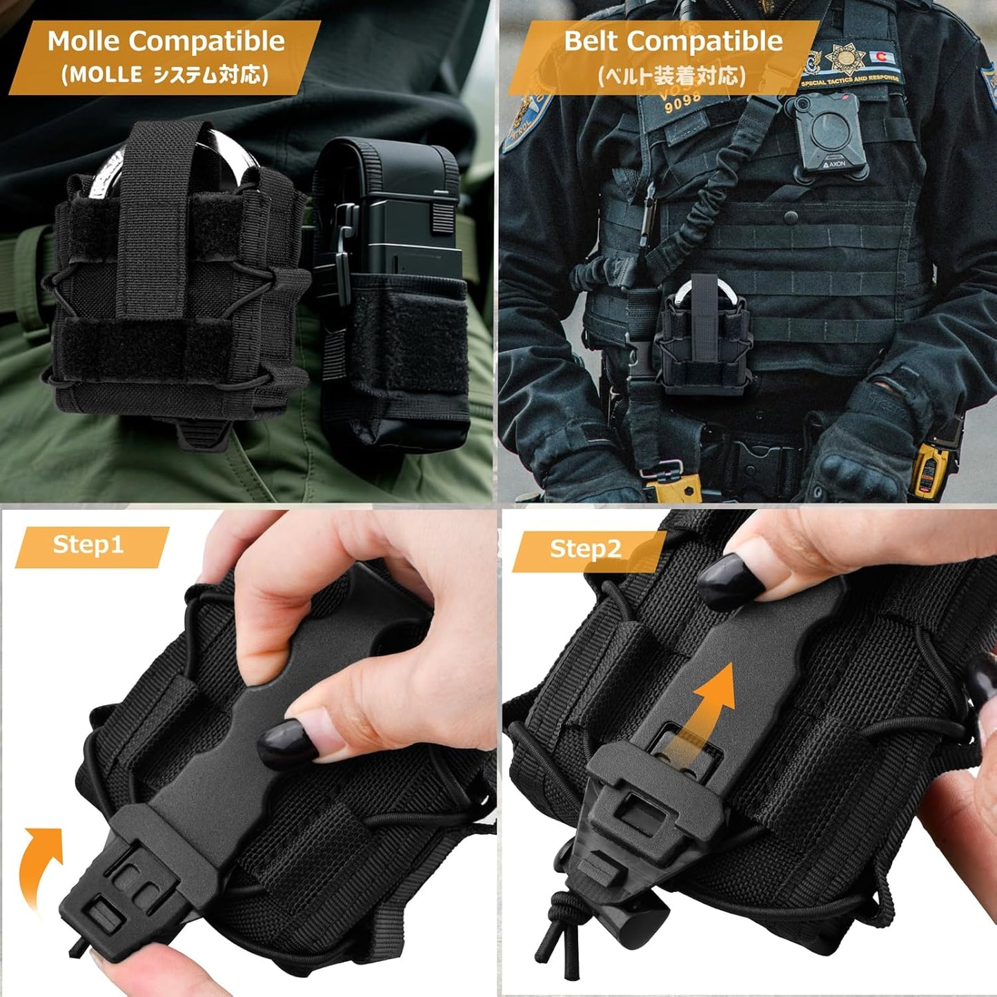 Azarxis Tactical Mini Belt Pouches, Multi-Purpose Small Battery Case Compact Utility EDC Card Slot Holder Waist Bags Military Molle Pack Sundries Storage Pack