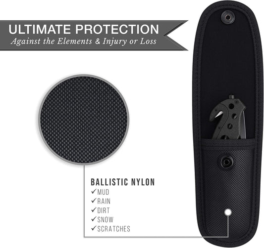 Universal Tactical Knife Sheath Holster with Belt Loop - Pouch Fits Any 5" Folding Pocket Knife