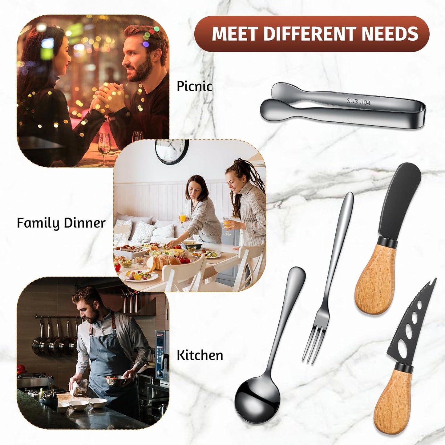Charcuterie Board Accessories Spreader Knife Set Cheese Butter Spreader Knife Charcuterie Utensils with Wooden Handles Mini Serving Tongs Spoons Forks for party Wedding Christmas (Gold, 20 Pieces)