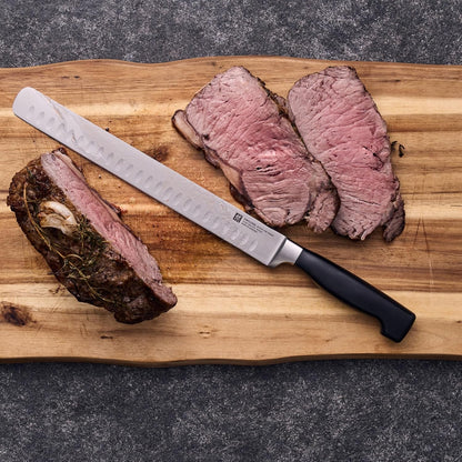 Four Star 10-inch Razor-Sharp German Hollow Edge Slicing Knife, Made in Company-Owned German Factory with Special Formula Steel perfected for almost 300 Years, Dishwasher Safe
