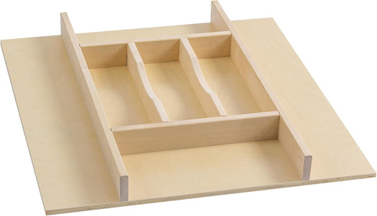 Premium Wooden Silverware Organizer for Kitchen Drawers, Utensil Tray for Kitchen Drawer, Cutlery Drawer Organizer for Forks, Spoons, Knives - Sturdy Birchwood, Natural Finish