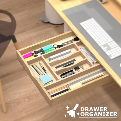 Premium Wooden Silverware Organizer for Kitchen Drawers, Utensil Tray for Kitchen Drawer, Cutlery Drawer Organizer for Forks, Spoons, Knives - Sturdy Birchwood, Natural Finish