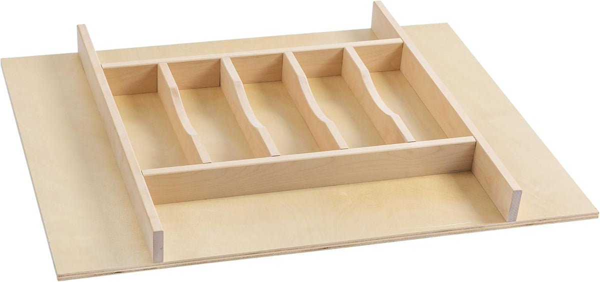Premium Wooden Silverware Organizer for Kitchen Drawers, Utensil Tray for Kitchen Drawer, Cutlery Drawer Organizer for Forks, Spoons, Knives - Sturdy Birchwood, Natural Finish