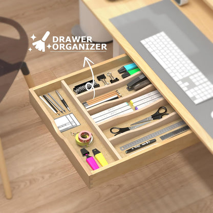 Premium Wooden Silverware Organizer for Kitchen Drawers, Utensil Tray for Kitchen Drawer, Cutlery Drawer Organizer for Forks, Spoons, Knives - Sturdy Birchwood, Natural Finish