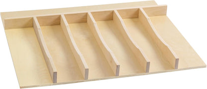 Premium Wooden Silverware Organizer for Kitchen Drawers, Utensil Tray for Kitchen Drawer, Cutlery Drawer Organizer for Forks, Spoons, Knives - Sturdy Birchwood, Natural Finish