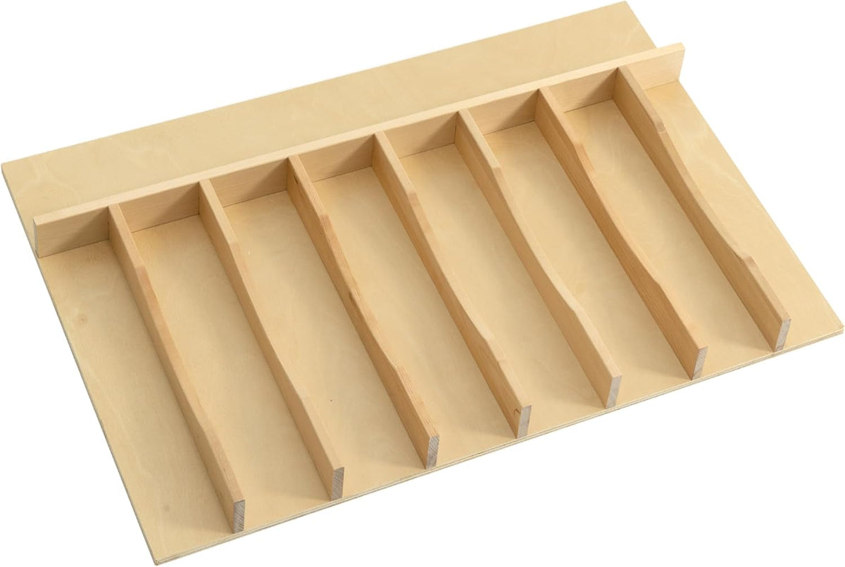 Premium Wooden Silverware Organizer for Kitchen Drawers, Utensil Tray for Kitchen Drawer, Cutlery Drawer Organizer for Forks, Spoons, Knives - Sturdy Birchwood, Natural Finish