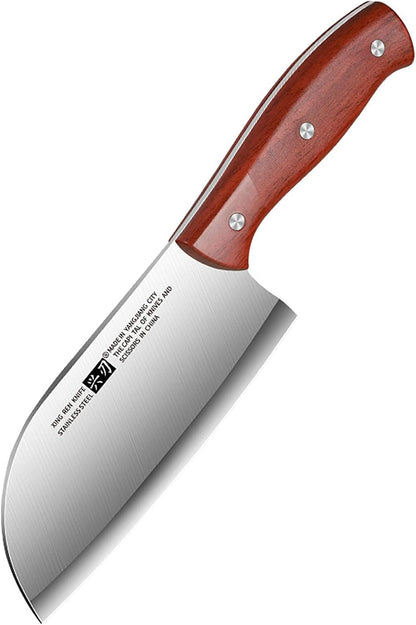 Small Professional Cleaver Chef Knife, High Strength Stainless Steel 6.2 Inch Sharp Kitchen Blade with Wooden Handle (1)