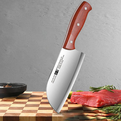 Small Professional Cleaver Chef Knife, High Strength Stainless Steel 6.2 Inch Sharp Kitchen Blade with Wooden Handle (1)