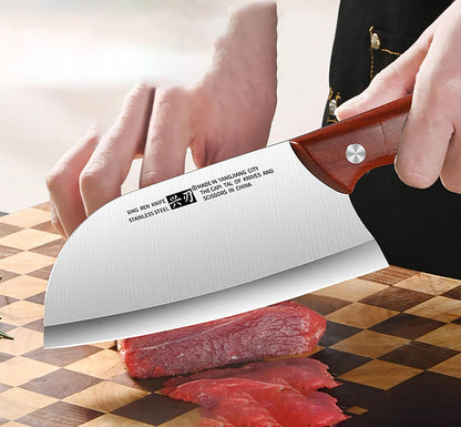 Small Professional Cleaver Chef Knife, High Strength Stainless Steel 6.2 Inch Sharp Kitchen Blade with Wooden Handle (1)