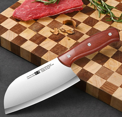 Small Professional Cleaver Chef Knife, High Strength Stainless Steel 6.2 Inch Sharp Kitchen Blade with Wooden Handle (1)