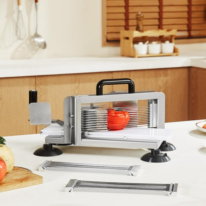 Commercial Tomato Slicer, 1/4"+3/8"+3/16" Tomato Cutter Slicer, Stainless Steel Heavy Duty Tomato Slicer Machine, Manual Tomatoes Slicer with Non-slip Feet, Cutting Tomatoes, Cucumbers, Bananas