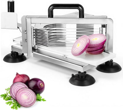 Commercial Tomato Slicer, 1/4"+3/8"+3/16" Tomato Cutter Slicer, Stainless Steel Heavy Duty Tomato Slicer Machine, Manual Tomatoes Slicer with Non-slip Feet, Cutting Tomatoes, Cucumbers, Bananas