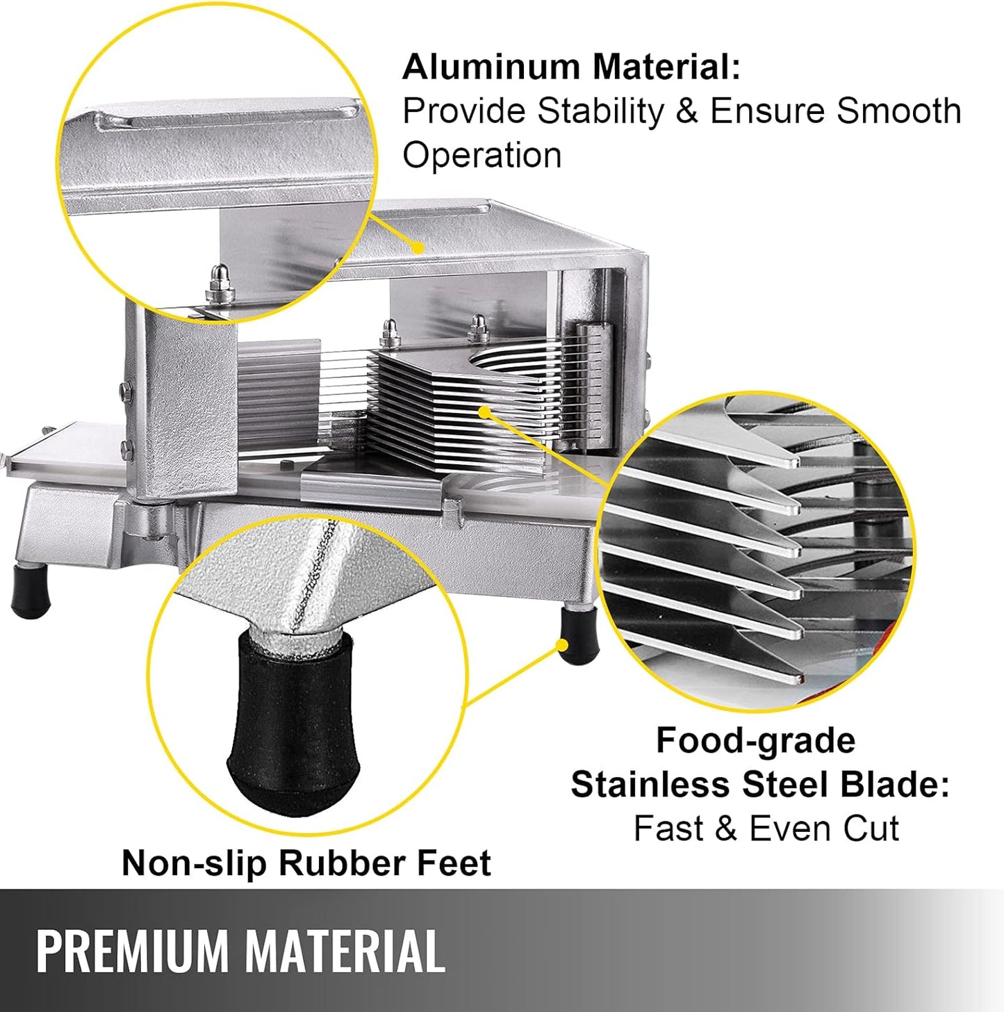 Commercial Tomato Slicer, 1/4"+3/8"+3/16" Tomato Cutter Slicer, Stainless Steel Heavy Duty Tomato Slicer Machine, Manual Tomatoes Slicer with Non-slip Feet, Cutting Tomatoes, Cucumbers, Bananas