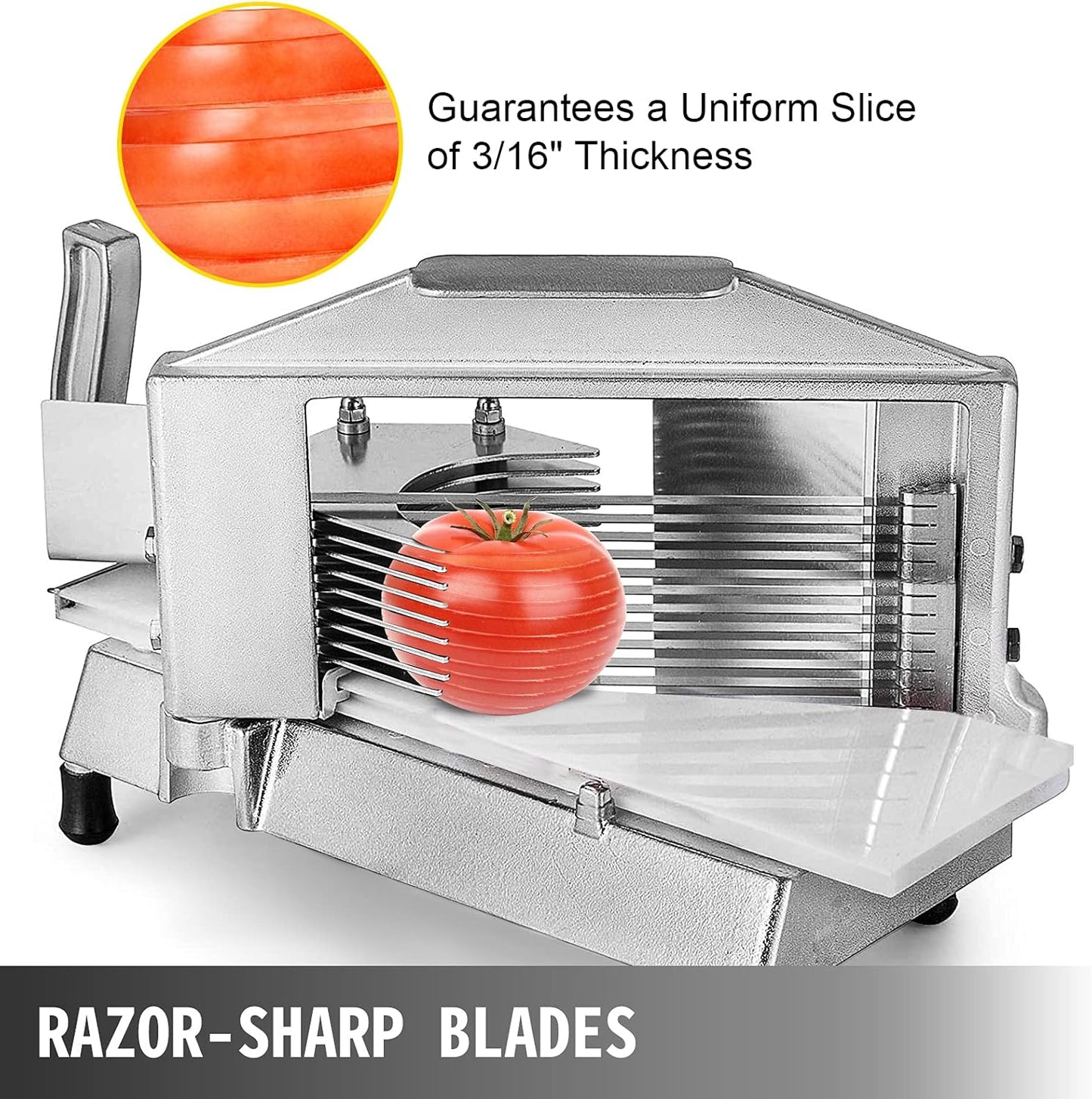 Commercial Tomato Slicer, 1/4"+3/8"+3/16" Tomato Cutter Slicer, Stainless Steel Heavy Duty Tomato Slicer Machine, Manual Tomatoes Slicer with Non-slip Feet, Cutting Tomatoes, Cucumbers, Bananas