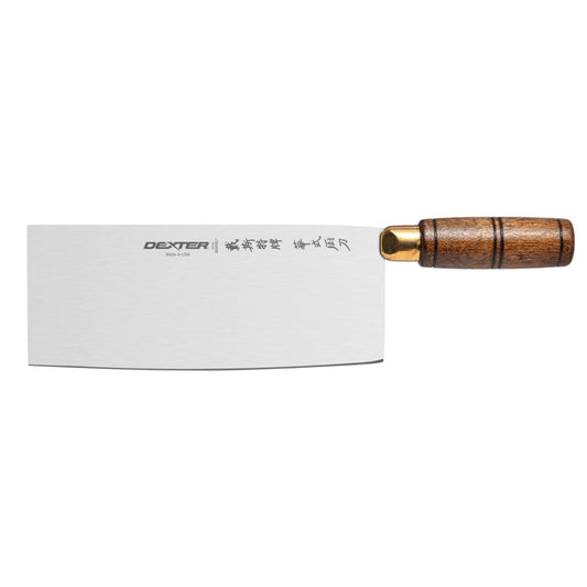 S5198 Traditional Chinese Chef’s Knife, 8" x 3-1/4" High Carbon Stain-Free Steel Blade, Walnut Handle, Professional USA Made Chef’s Knife for Precise Chopping and Slicing