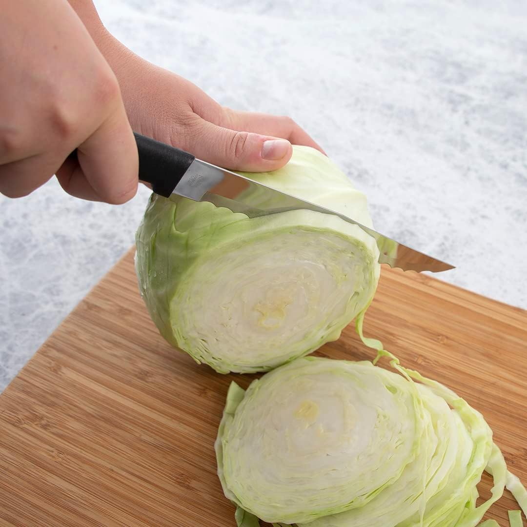 Serrated Slicer Knife (R138), Silver Handle | 7" Stainless Steel Serrated Blade, Silver Cast Aluminum Handle