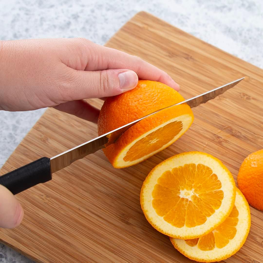 Serrated Slicer Knife (R138), Silver Handle | 7" Stainless Steel Serrated Blade, Silver Cast Aluminum Handle