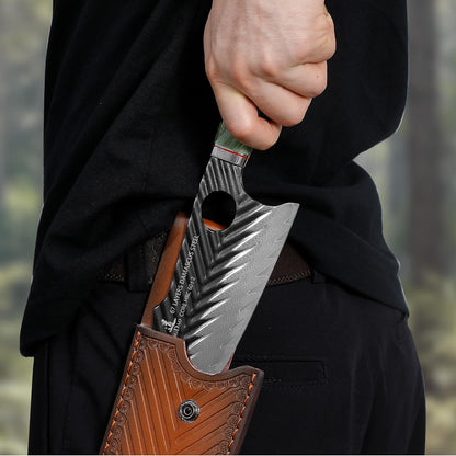 Damascus Chef Knife 8 Inch,67 Layers Alloy Steel Professional Kitchen Knives with Leather Sheath, Hand Forged Resin & Wood Handle QILIN Series