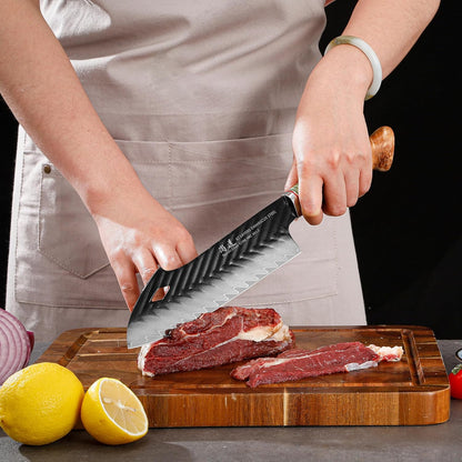 Damascus Chef Knife 8 Inch,67 Layers Alloy Steel Professional Kitchen Knives with Leather Sheath, Hand Forged Resin & Wood Handle QILIN Series