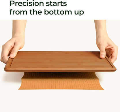 Bamboo Cutting Board with Non-slip Mat, Cutting Boards for Kitchen Meal Prep & Serving - Wood Serving Board Sets with Deep Juice Groove Ideal Kitchen Gifts