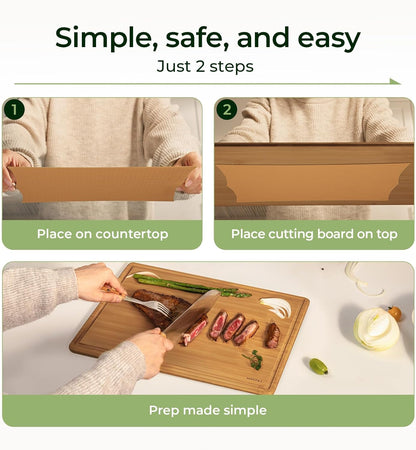Bamboo Cutting Board with Non-slip Mat, Cutting Boards for Kitchen Meal Prep & Serving - Wood Serving Board Sets with Deep Juice Groove Ideal Kitchen Gifts