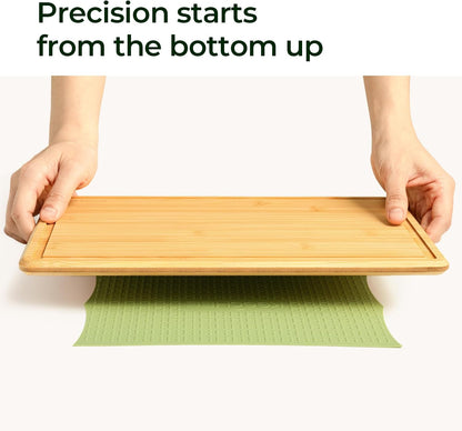 Bamboo Cutting Board with Non-slip Mat, Cutting Boards for Kitchen Meal Prep & Serving - Wood Serving Board Sets with Deep Juice Groove Ideal Kitchen Gifts