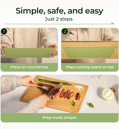 Bamboo Cutting Board with Non-slip Mat, Cutting Boards for Kitchen Meal Prep & Serving - Wood Serving Board Sets with Deep Juice Groove Ideal Kitchen Gifts
