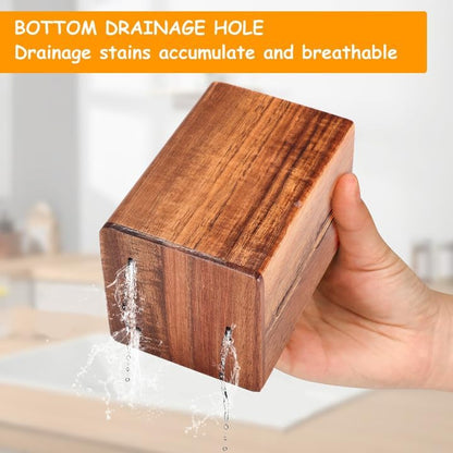 Acacia Wood Utensil Holder, Wooden Silverware Holder Countertop Utensil Organizer Silverware Organizer with Tray, Kitchen Utensil Organizers for Forks, Spoons, Knives (Acacia)