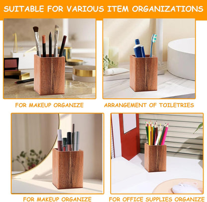 Acacia Wood Utensil Holder, Wooden Silverware Holder Countertop Utensil Organizer Silverware Organizer with Tray, Kitchen Utensil Organizers for Forks, Spoons, Knives (Acacia)