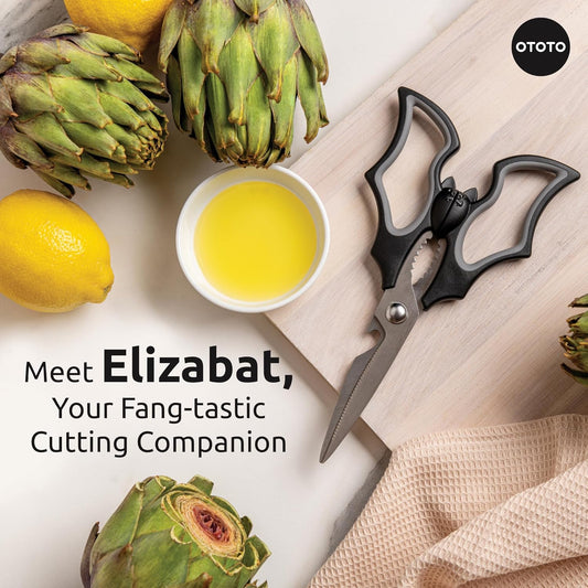 Original Elizabat Kitchen Scissors - Halloween Goth Cute Bat Kitchen Shears, Bat Scissors, Gothic Scissors Utensils - Spooky Bats Halloween Gifts, Cute Gadgets, Kitchen Gadgets
