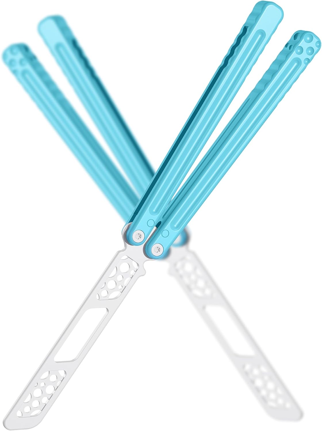 Cheese Butterfly Knife Balisong Trainer, 7075 Aluminum, 420C Blade Material, Teflon-Coated, Public-Friendly Metal Trainer