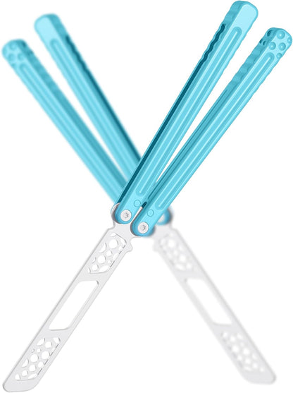 Cheese Butterfly Knife Balisong Trainer, 7075 Aluminum, 420C Blade Material, Teflon-Coated, Public-Friendly Metal Trainer