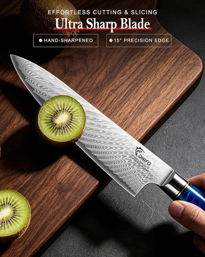 Kitchen Utility Knife 5 Inch, Japanese VG10 Steel Damascus Chef Knife | Sharp Paring Knife with Resin & Birch Wood Handle, Suitable for Meat, Vegetables, Fruit & Daily Prep, Ideal for Gifting