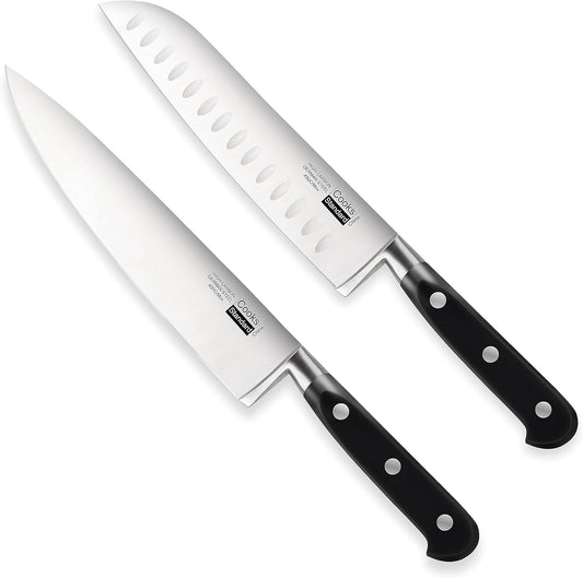 Classic Cutlery, High Carbon Stainless Steel Knives Set, 8" Chef's Knife and 7" Santoku Knife, Ergonomic Handle, 2-Piece