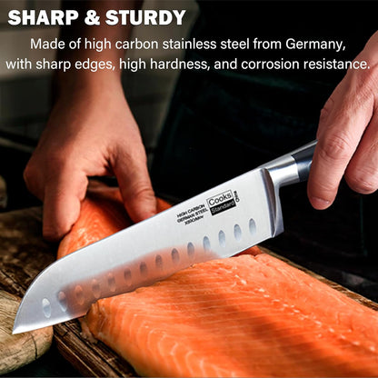 Classic Cutlery, High Carbon Stainless Steel Knives Set, 8" Chef's Knife and 7" Santoku Knife, Ergonomic Handle, 2-Piece