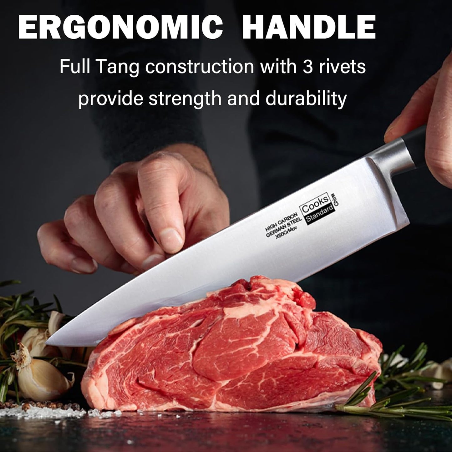 Classic Cutlery, High Carbon Stainless Steel Knives Set, 8" Chef's Knife and 7" Santoku Knife, Ergonomic Handle, 2-Piece